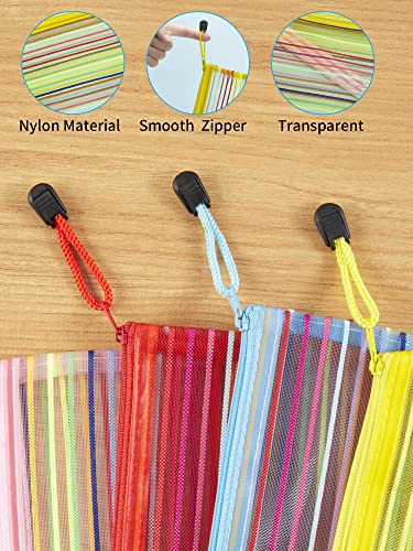 Image of JARLINK 20 Pack 10 Colors Zipper Mesh Pouch, Zipper Bag Multipurpose Travel Bags for Office Supplies Cosmetics Travel Accessories Multicolor