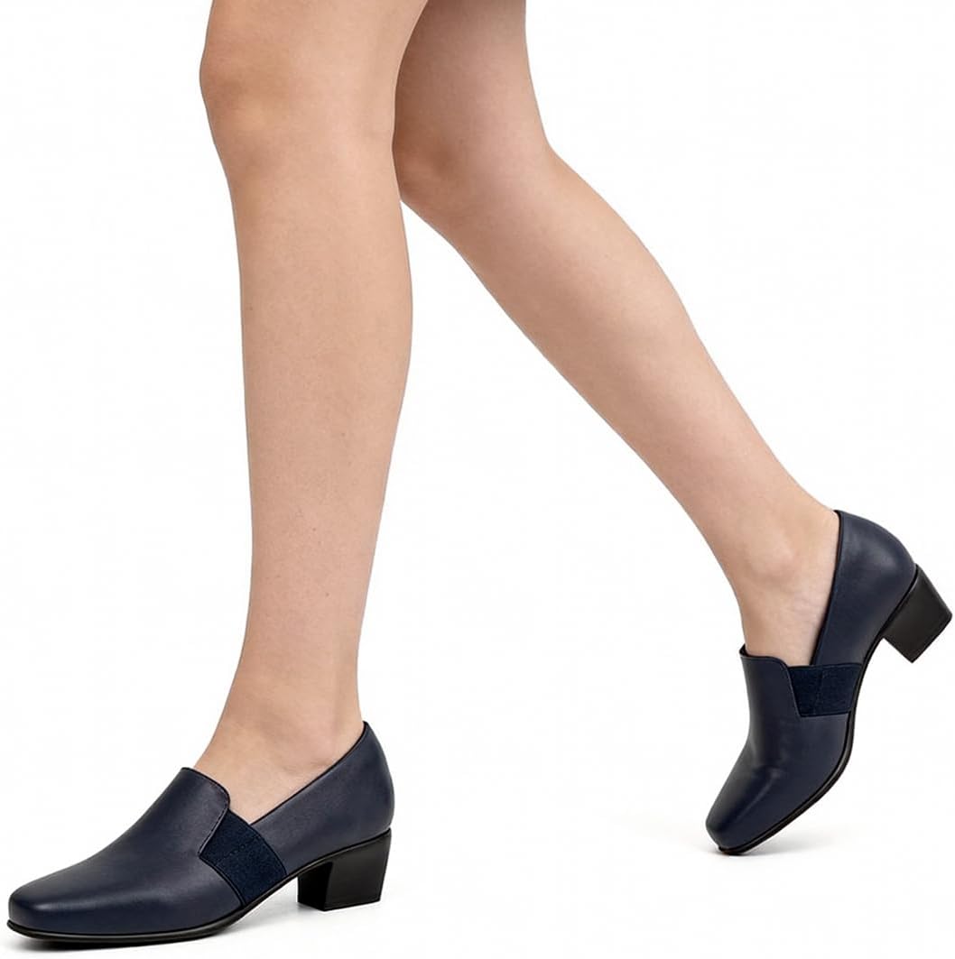 VJH confort Women's Dress Pumps Chunky Heel Loafers Slip On Square Toe Comfortable Work Shoes Lightweight