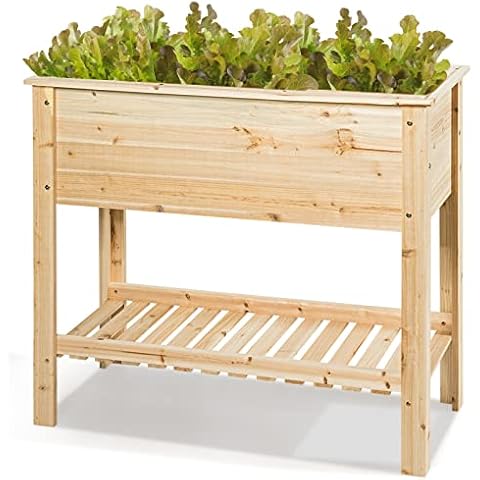RELAX4LIFE Hochbeet Holz, Blumenbeet mit Einlegeboden, Pflanzenbeet mit Großer Pflanzfläche, Blumentrog für Gemüse & Obst & Kräuter Cover