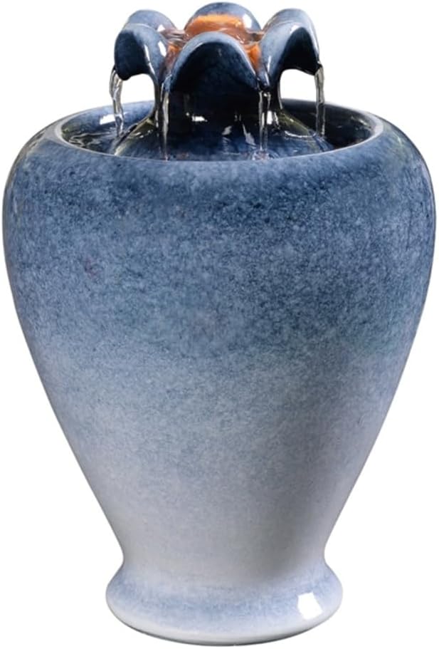 Tabletop Water Fountain Royal Vase Desktop Fountain Resin Running Water Ornament Simple Circulating Decoration Landscape for Home and Office Decor