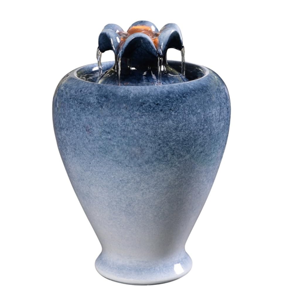 ZTHYSHOZ Tabletop Fountain Waterfall Royal Vase Desktop Fountain Resin Running Water Ornament Simple Circulating Decoration Landscape