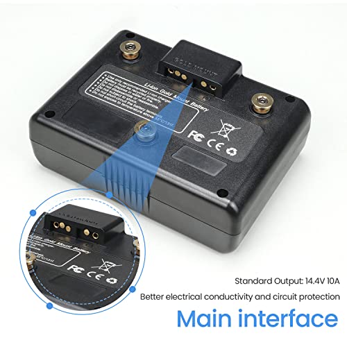 Reytric 99Wh(6875Mah) Gold Mount Battery With D-Tap Charger And D-Tap Output Cable For Dslr Camera Camcorder Broadcast Led Light Replacement Brick #TOP2