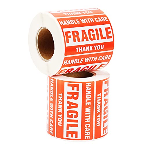 Fragile Stickers 2" x 3", 500 labels/roll, 40 rolls