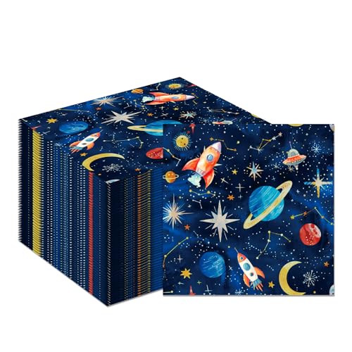40Pcs Outer Space Planet Party Napkins Solar System Galaxy Paper Napkins Outer Space Theme Party Napkins Astronaut Dinner Paper Napkin Rocket Ship Disposable Party Napkins Solar System Napkins