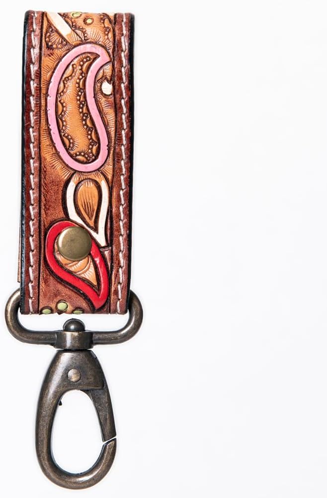 American Darling ADKR210F Hand Tooled Carved Genuine Leather Keyring