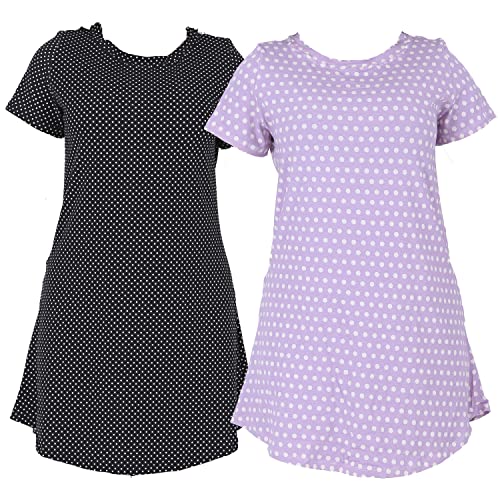 Kit 2 Camisolas Longa com Manga Good Sleep Sortidos (XG, Preto poá/Lilás)