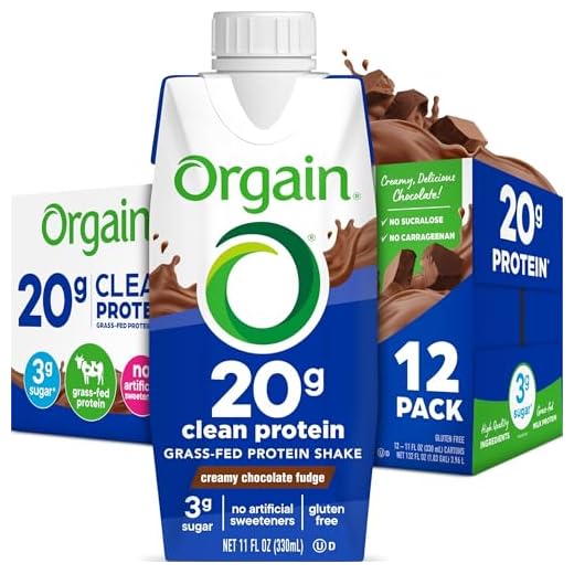 Orgain Grass Fed Clean Protein Shake, Creamy Chocolate Fudge - 20g of Protein, Meal Replacement, Ready to Drink, Gluten Free, Soy Free, Kosher, Packaging May Vary, 11 Fl Oz (Pack of 12)