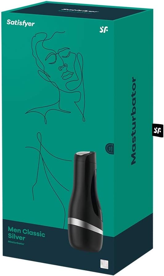 Satisfyer Men Classic Masturbator - Male Masturbation Cup, Pocket Vagina, Stroker, Realistic, Textured - Includes Classic Sleeve Insert (Silver)