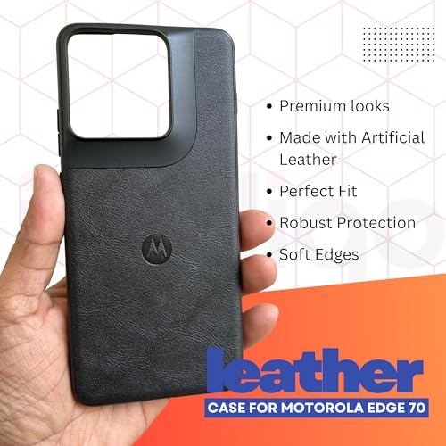 Image of Premium Leather Back Cover for Motorola Edge 70 5G | Slim & Stylish Protective Case with Soft Edges | Shock Resistant, Lightweight Case (Black)