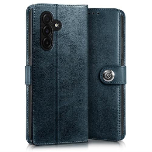 Image of WOW IMAGINE Shock Proof Flip Cover Back Case for Samsung Galaxy M17 5G | A17 5G | F17 5G (Magnetic Button Flip Case | Wallet Pockets & Stand | Leather Finish | Oxford Blue)
