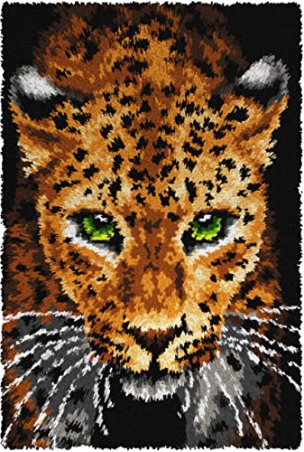 Orchidea - Latch Hook Rug Kit - Leopard - Printed Canvas - 4.5 Count - for Adults - 4164, Green, 20 inches x 30 inches
