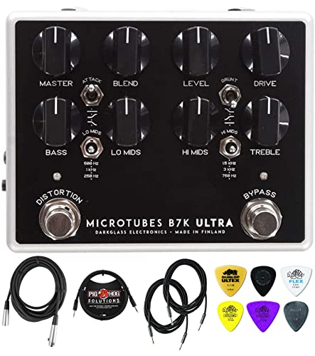 Darkglass Electronics Microtubes B7K Ultra V2 Bass Preamp Pedal Bundle With Xlr Cable, Aux And Instrument Cables, And Dunlop Bass Guitar Pick Pack #TOP15