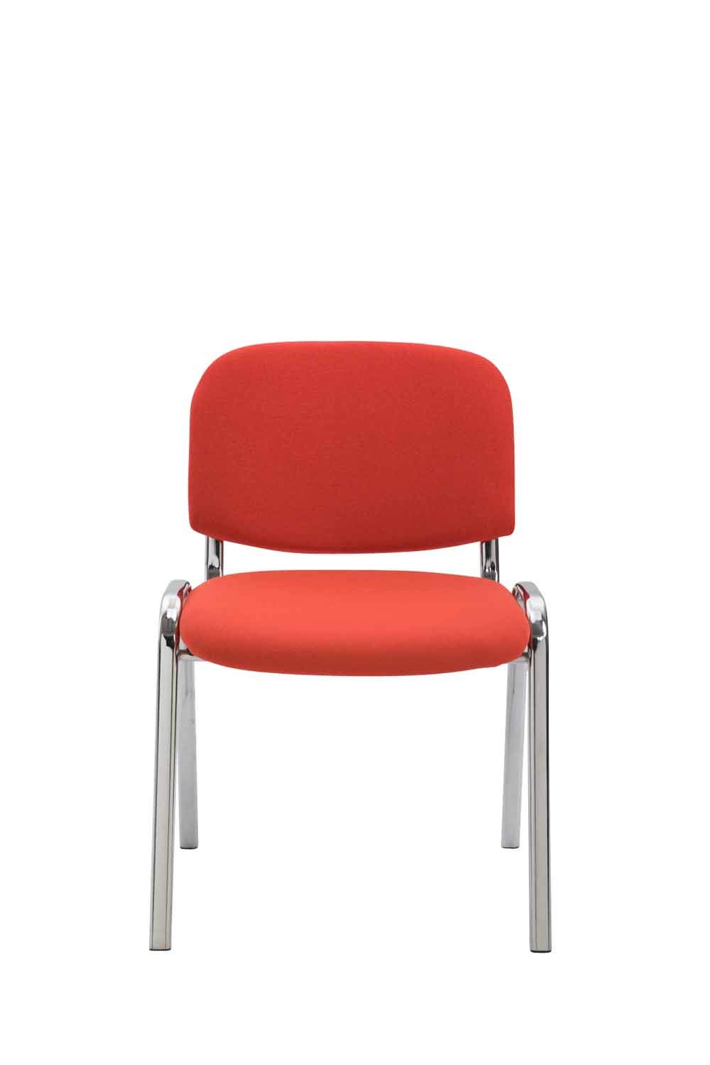 CLP Sedia Ospite Ken C Imbottita I Sedia Attesa In Stoffa E Metallo Cromato I Sedia Ufficio Impilabile Carico Max 120 KG I Sedia Riunioni, Colore:rosso