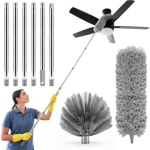 Younqiook 8FT Cobweb Duster with 2 Brush Heads