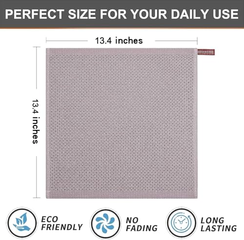 Image of 100% Cotton Kitchen Dish Cloths, 6 Pack Waffle Weave Ultra Soft Absorbent Dish Towels for Drying Dishes Quick Drying Kitchen Towels Dish Rags, 13.4 X 13.4 Inches (Multicolor, Pack of 6)