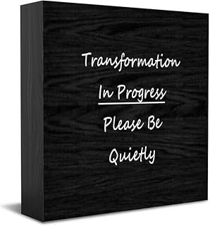 Wooden Box Sign Transformation In Progress Please Be Quiet Quote Decor Ideal For Rustic Farmhouse Home Office Desk Shelf Countertop Display 5x5 Inch
