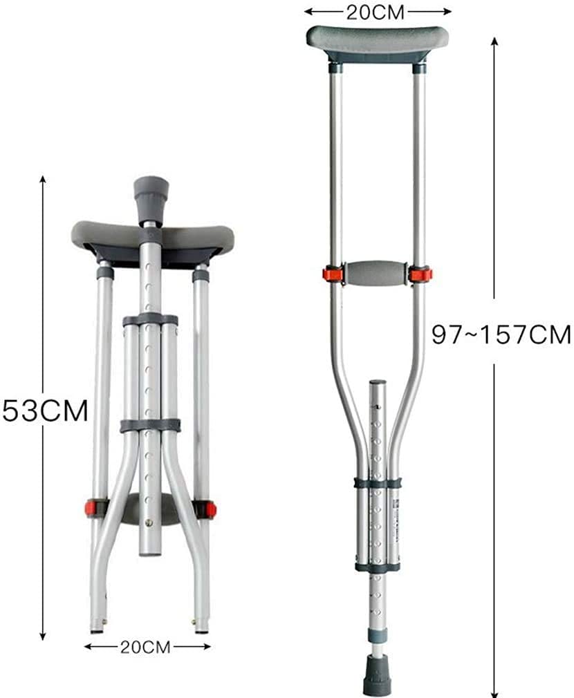 Składane przenośne kule pod pachami dla dorosłych, kule z regulacją wysokości Heavy Duty, wygodna bawełniana osłona pod pachami, torba do przechowywania, końcówka 2 kul Interesting