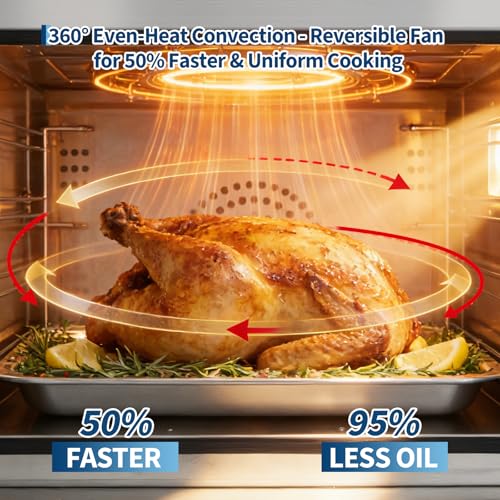 Image of Garvee Commercial Convection Oven Countertop, 68L /60Qt, 1750W Toaster, 4-Tier Electric Oven w /Front Glass Door, Trays Wire Racks Clip Gloves, 120V