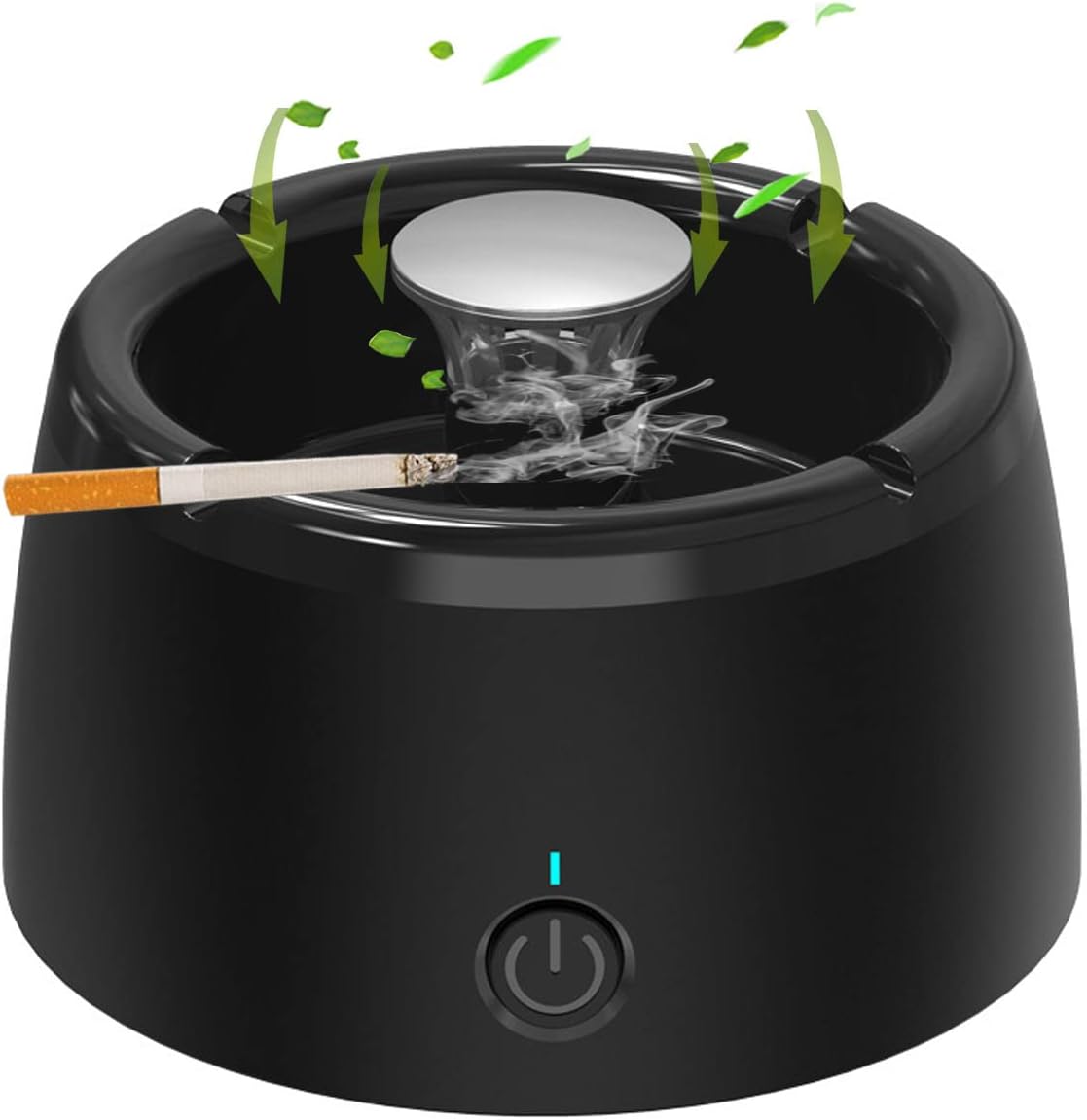 2 in 1 Multifunctional Smokeless Ashtray USB Rechargeable Ash Tray Electronic Ashtray Best for Home Office or Car (Black)