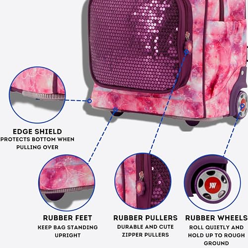 J World New York Kids' Sparkle Rolling Backpack4
