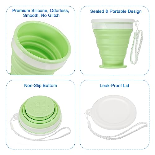 PATIKIL Collapsible Cup, 2 Pack 200mL Travel Folding Cup Silicone Portable Drinking Cup for Camping Hiking Outdoors Green - Image 4