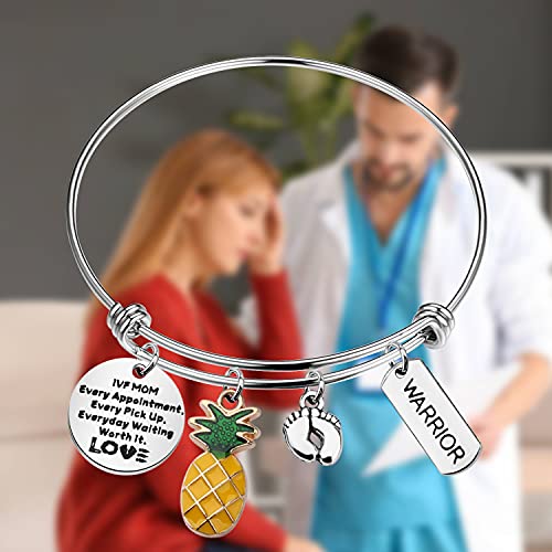 Image of MYOSPARK IVF Infertility Warrior Pineapple Gift Infertility Mom Jewelry IVF Mom Everyday Waiting Worth It Bracelet Infertility Mom Encouragement Gift