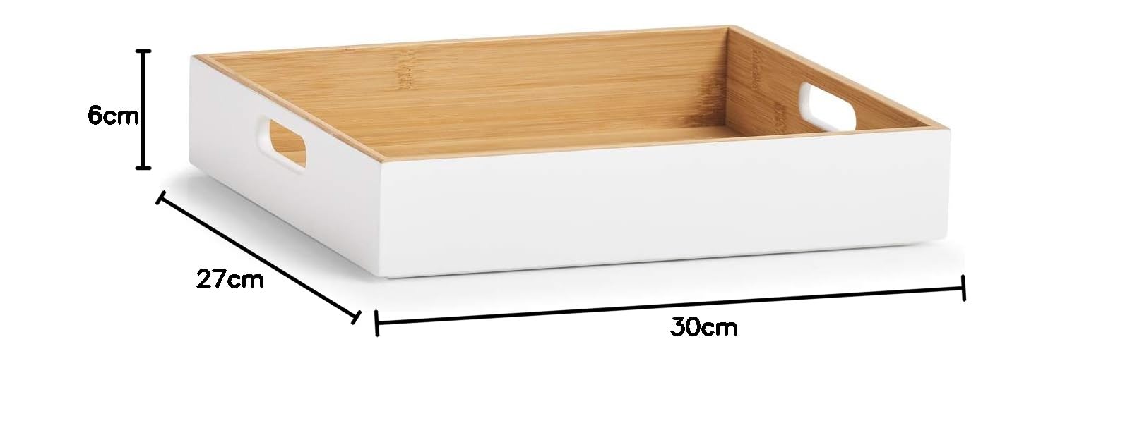 Zeller 13358 Aufbewahrungskiste, Bamboo, weiß, ca. 30 x 27 x 6 cm, stapelbar, seitliche Tragefgriffe, Ordnungsbox flach (Packung mit 4)
