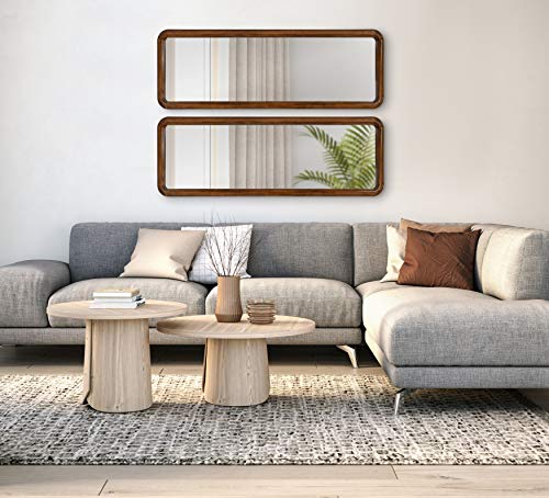 Kate And Laurel 217838 Pao Mid-Century Panel Wood Framed Wall Mirror, 16 X 48, Walnut Brown thumb #2