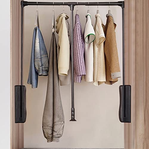 Cintre de remontée de garde-robe rétractable en acier lourd pour placard haut