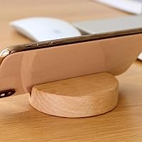 Vista 4 de Cabilock Soporte de madera para teléfono móvil, base redonda, soporte de escritorio para teléfono celular, compatible con teléfonos inteligentes