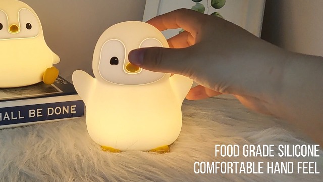 Image of Novelty Soft Penguin Silicone Night Light for Kids Room, Rechargeable Nursery Sleeping Nightlights, 2 Level Lighting Mode Table Lamp for Breastfeeding Toddler Decoration Kids Gifts