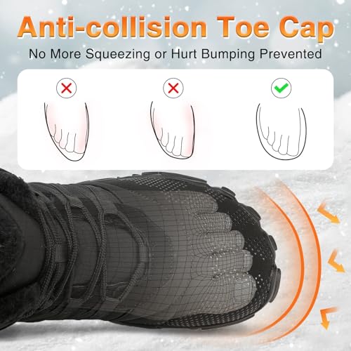 Womens Mens Barefoot Boots Shoes Minimalist Winter Snow Boots Warm Ankle Booties Zero Drop Sole Wide Toe Box Slip on Sneakers3