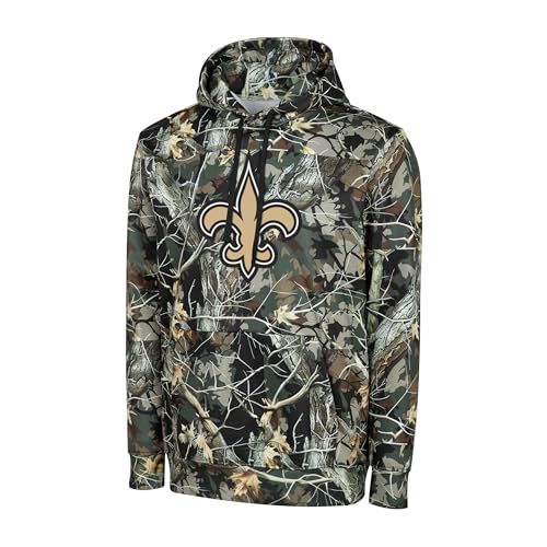 FOCO NFL Mens Official Sideline Hunter Camo Primary Logo Performance Pullover Hoodie Sweatshirt (US Alpha Medium Regular Regular New Orleans Saints - Hunter Camo)
