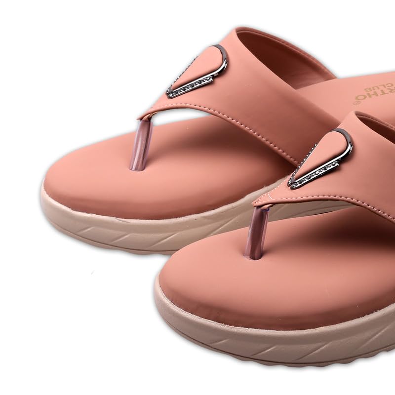 Image of ORTHO CLUB Women's Orthopedic Comfort Sandals - Soft Cushion Footbed, Anti-Slip Sole, Stylish Toe-Ring Design - Lightweight Sandals for Women & Girls