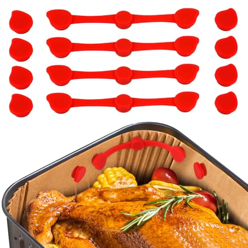 12PCS Air Fryer Magnets Silicone Buckle for Parchment Paper, Heat-Resistant Air Fryer Magnets Accessories, Secure Parchment Paper, Prevent Burning & Food Sticking