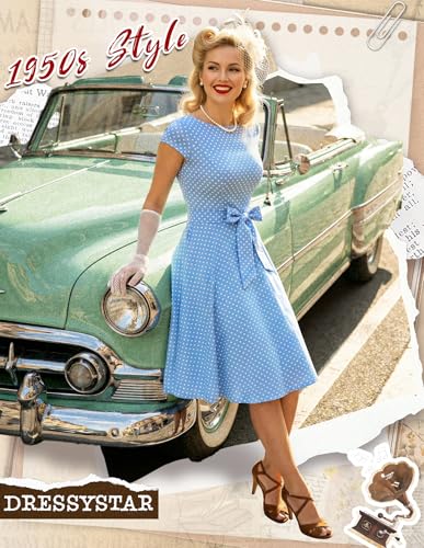 Image of Dressystar Women's Vintage 1950s A Line Cap Sleeve Cocktail Party Dress