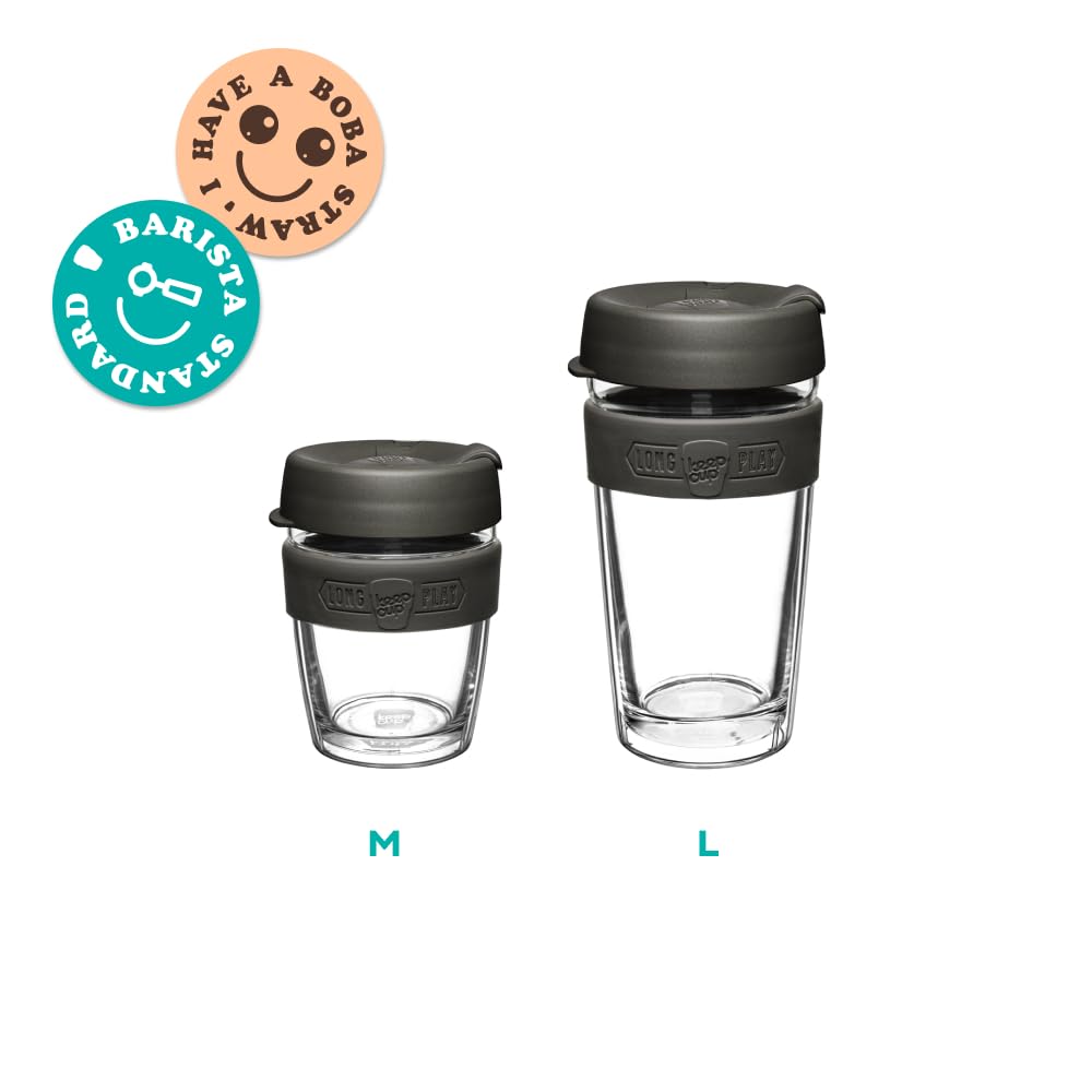 KeepCup Longplay Wiederverwendbare Kaffeetasse, doppelwandiges Glas mit abnehmbarer Hülle und spritzwassergeschütztem Trinkdeckel, 454 ml, roséfarben