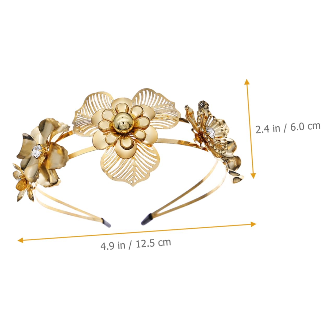 FRCOLOR 5pezzi Cerchietto Per Donne Con Fiori Metallo Doppio Accessorio Elegante Per Matrimonio e Feste Perfetti Per Occasioni Speciali e Servizi Fotografici