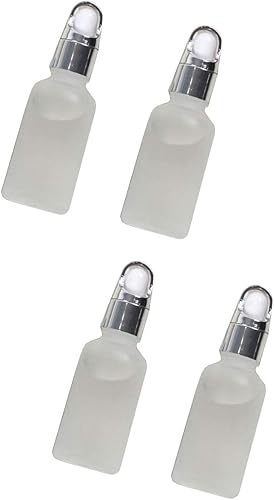 Paquete de 4 8 Dram de 1 oz 1.0fl oz de botella de vidrio esmerilado recargable con cuentagotas de plata para tintura de bricolaje, aceites de suero