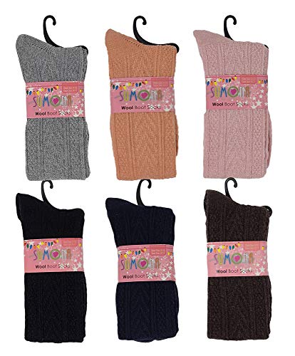 SUMONA 6 pairs Women Cable Knit Knee High Winter Boot Socks 9-11 (Assorted, 9-11)2