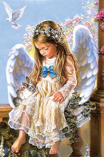 ROSTITCH Pre-Printed Cross Stitch Kits-72018 Angel of Peace Cross Stitch Kits for Beginners Adults Needlepoint Cross-Stitch,Needlecrafts Embroidery Kits Arts Home Decor 12X16INs