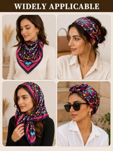 Image of Ravaiyaa - Attitude is everything Women Printed Silk Bandana 21 x 21 Inch Square Headband & Hair Wrap, Soft & Versatile | Fashion Neck Wrap