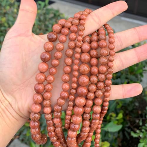 Image of 90pcs Adabele Brown Goldstone Sandstone Gemstone 8mm Round Beads