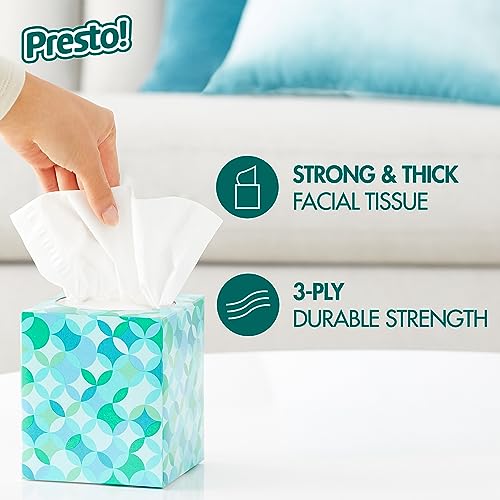 Image of Amazon Brand - Presto! Ultra 3-Ply Facial Tissue, Thick and Strong, 66 Count, Pack of 2