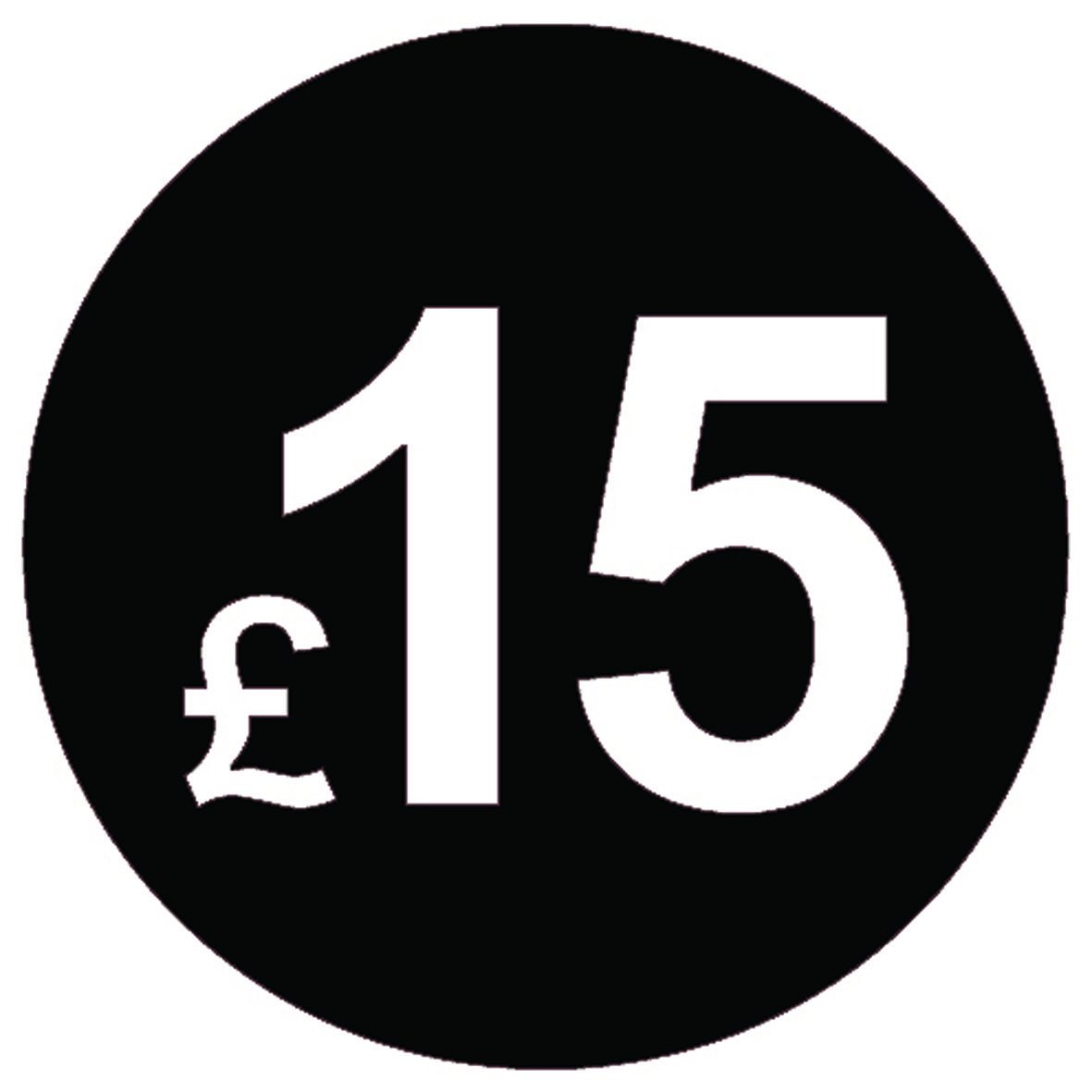 £ Black Price Stickers - 20mm, £15, 200