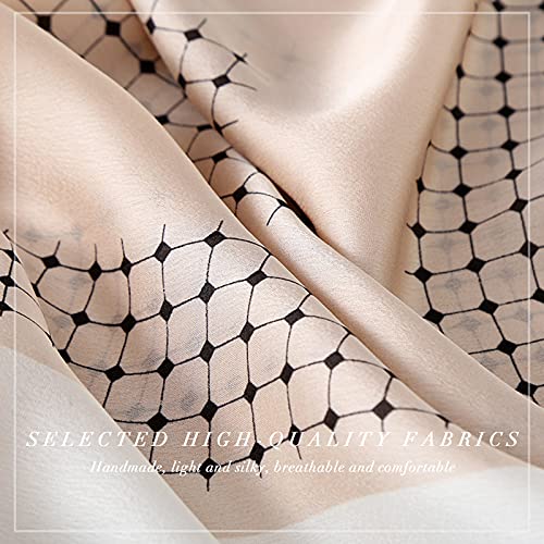 Silk Scarf Women Flower Leaf Printed Artistic Color Matching ​Long Shawl Wrap Warm Sunscreen Scarf All Season3