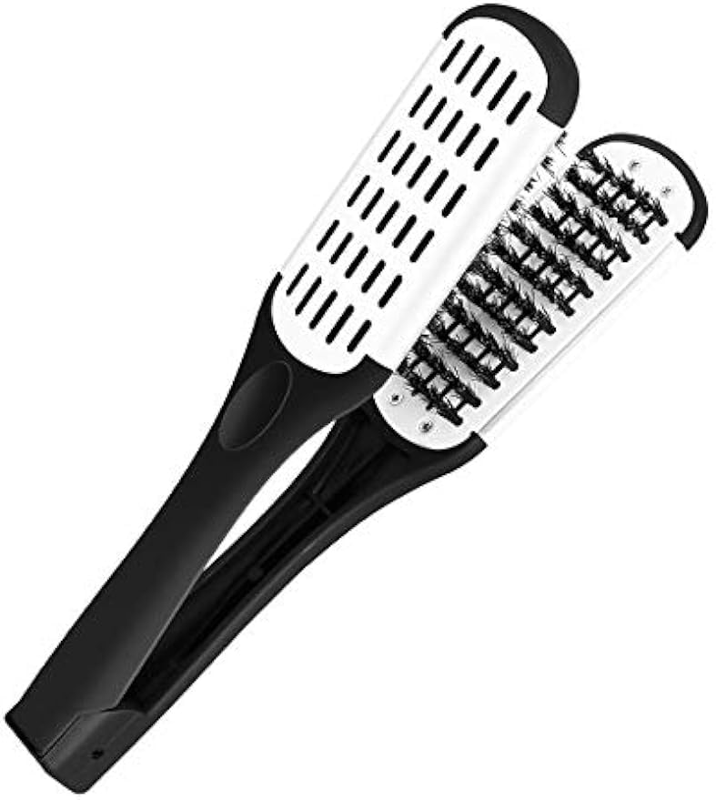 Peine para alisar el cabello, pinzas de cerdas de jabalí, peine de hierro plano, cepillo de doble cara, cepillos para alisar el cabello, herramienta