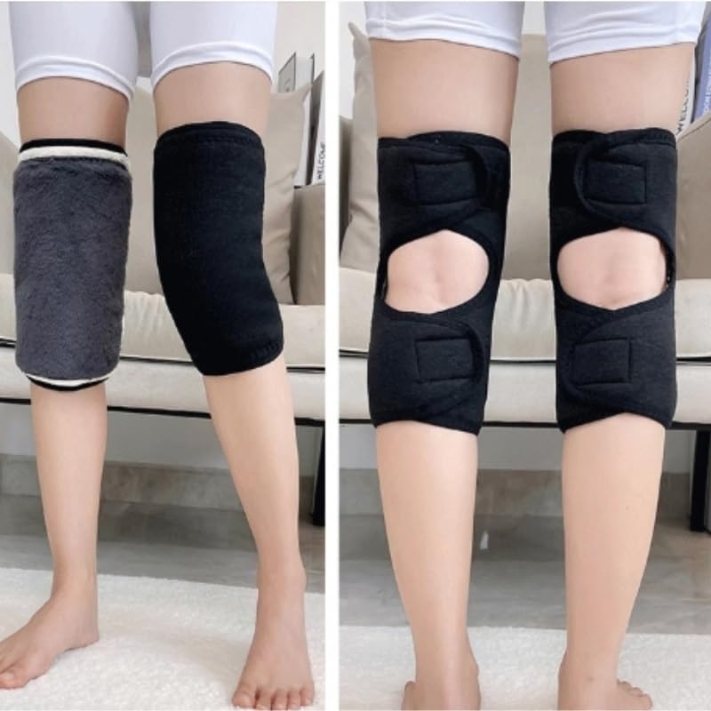 Exercise, protection Lambskin Warm Knee Pads Warm Plush Adjustable Plus Velvet and Thickened Cold Legs for Fitness, cycling, running, playing football