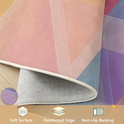 Tapis lavable 80x150 cm géométrique moderne antidérapant multicolore - 8