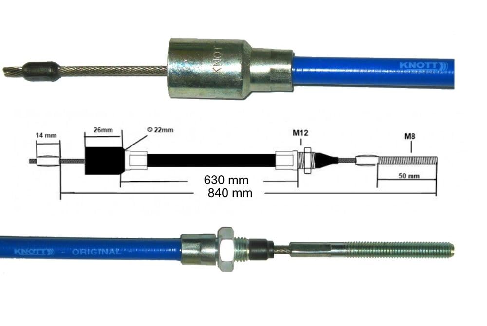 Knott 2 x Bremsseil - 37086.03 HL: 630 mm - GL: 840 mm - Nirosta